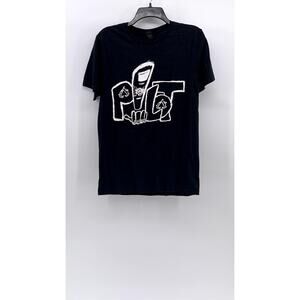 GILDAN Men's Black Logo Graphic Crewneck Casual Short Sleeve T-Shirt SZ S